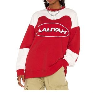 Aaliyah Sweatshirt in Red and White (revolve)